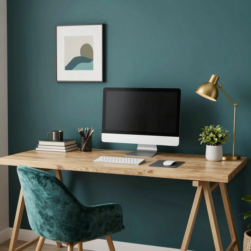 A cozy workspace with handmade bath products and soft teal accents, inviting connection.