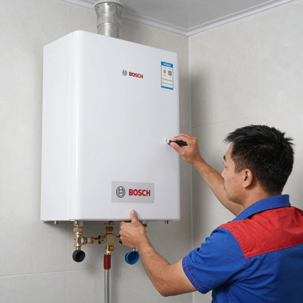 Service van parked outside a home in Usaquén with Bosch branding.