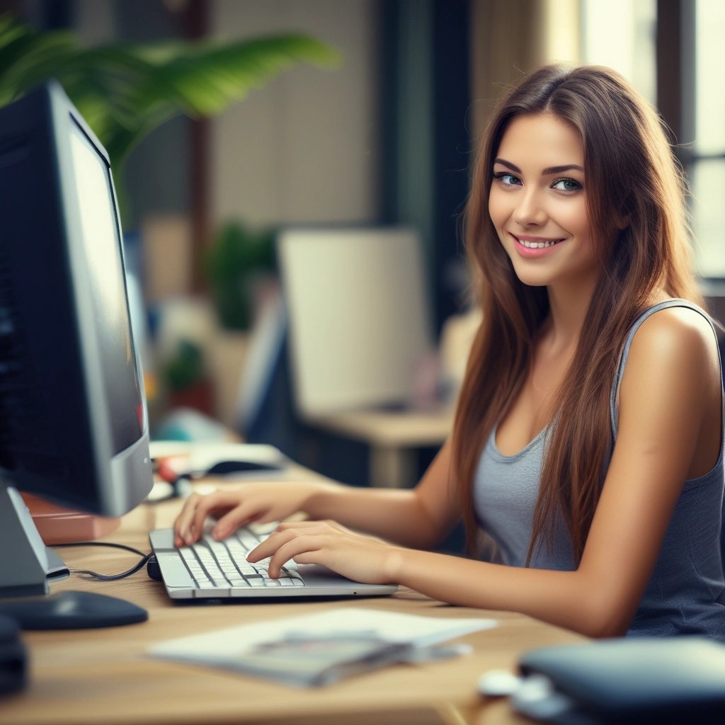 A sleek refurbished laptop open on a wooden desk with a cup of coffee nearby.