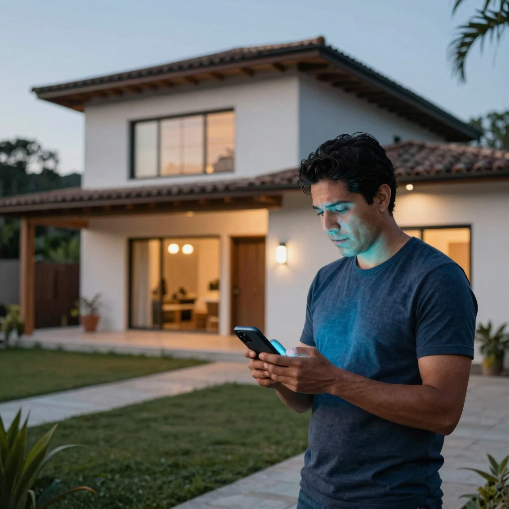 A multigenerational family using smartwatches and mobile devices subtly showing digital indicators in a warm home setting.