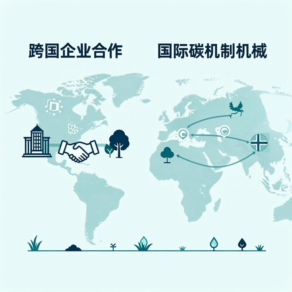 A collaborative meeting between international partners discussing carbon reduction strategies.