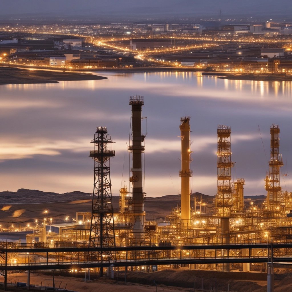 Engineers collaborating over technical blueprints in a modern office setting.