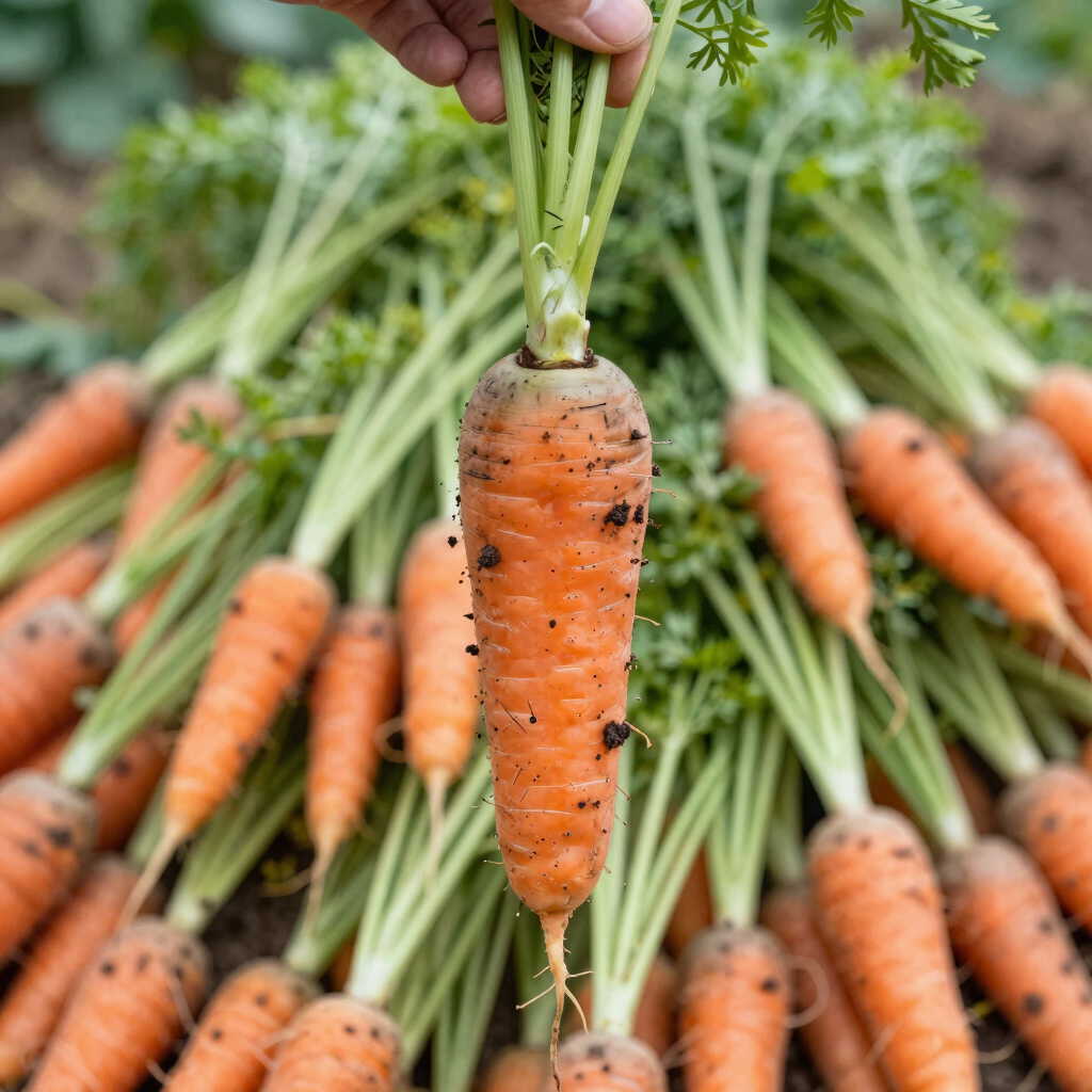 Hands of a farmer holding freshly picked vegetables, showcasing freshness and care.