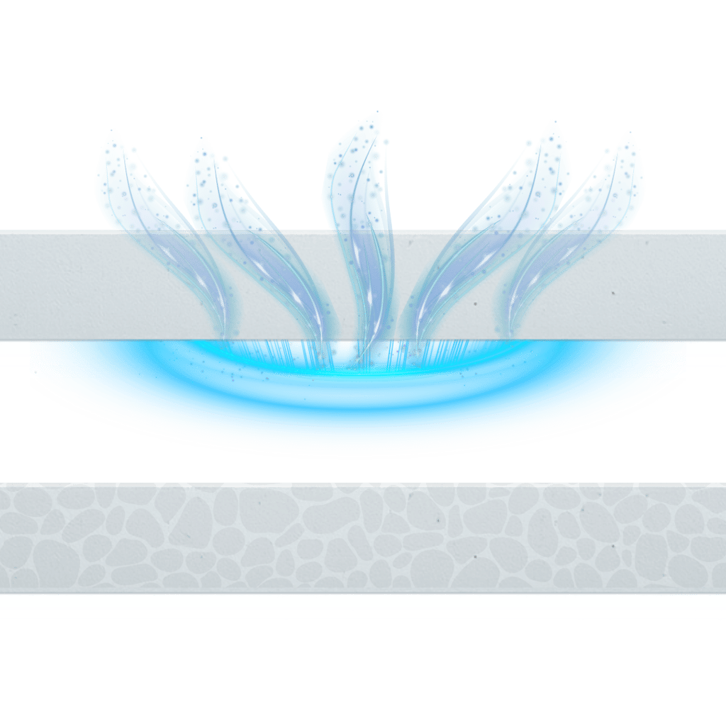 Illustration of "Standart Concrete" showing a weak and unfocused magnetic energy field above it.