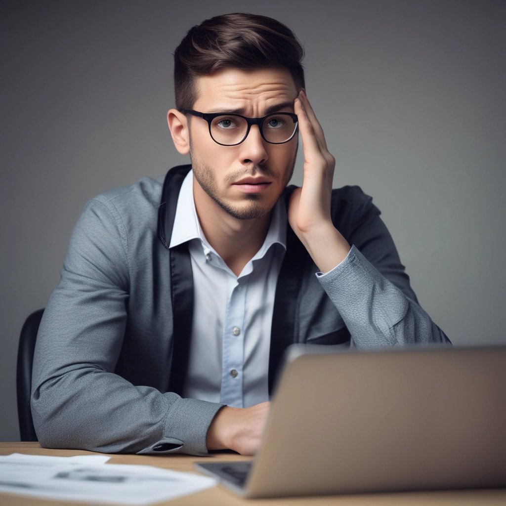 Professional with hand on face