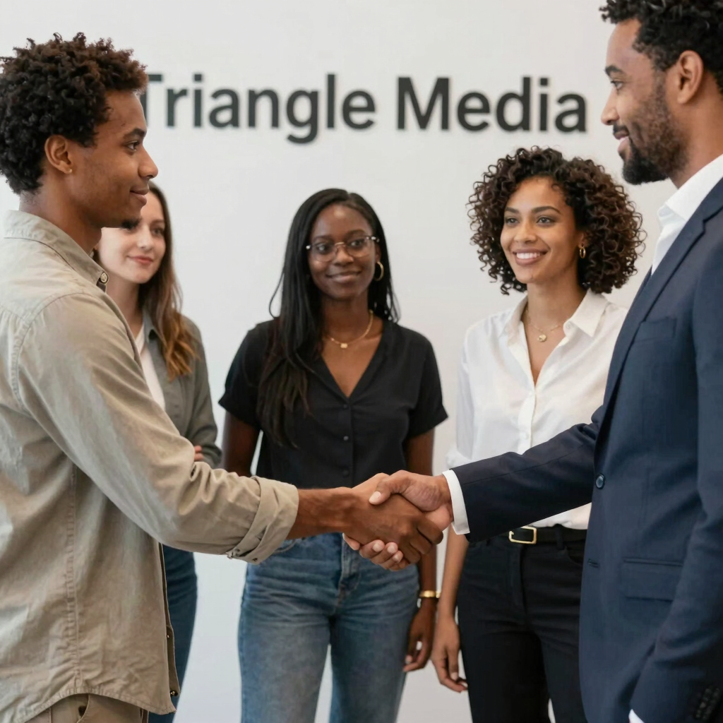 A travel vlogger filming with a professional camera and tripod in front of the Burj Khalifa in Dubai.