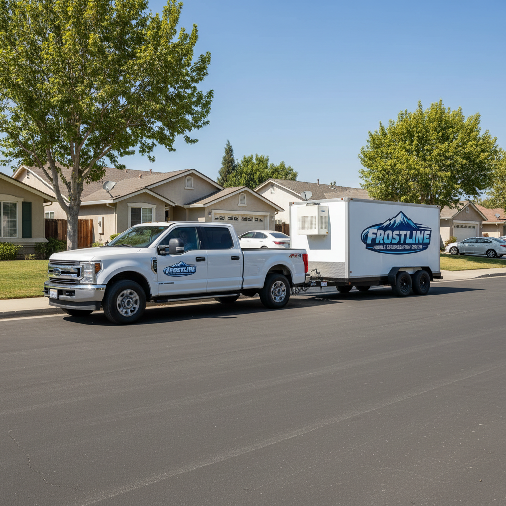 Refrigerated trailer rental Los Angeles with mobile cold storage and  freezer capability