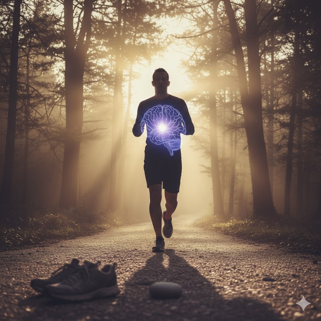 Silhouette of a runner in a forest, symbolizing the pacing needed when overwhelmed by trauma therapy.