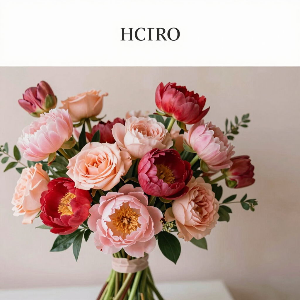 Elegant floral arrangement with soft pastel roses and greenery on a clean white background