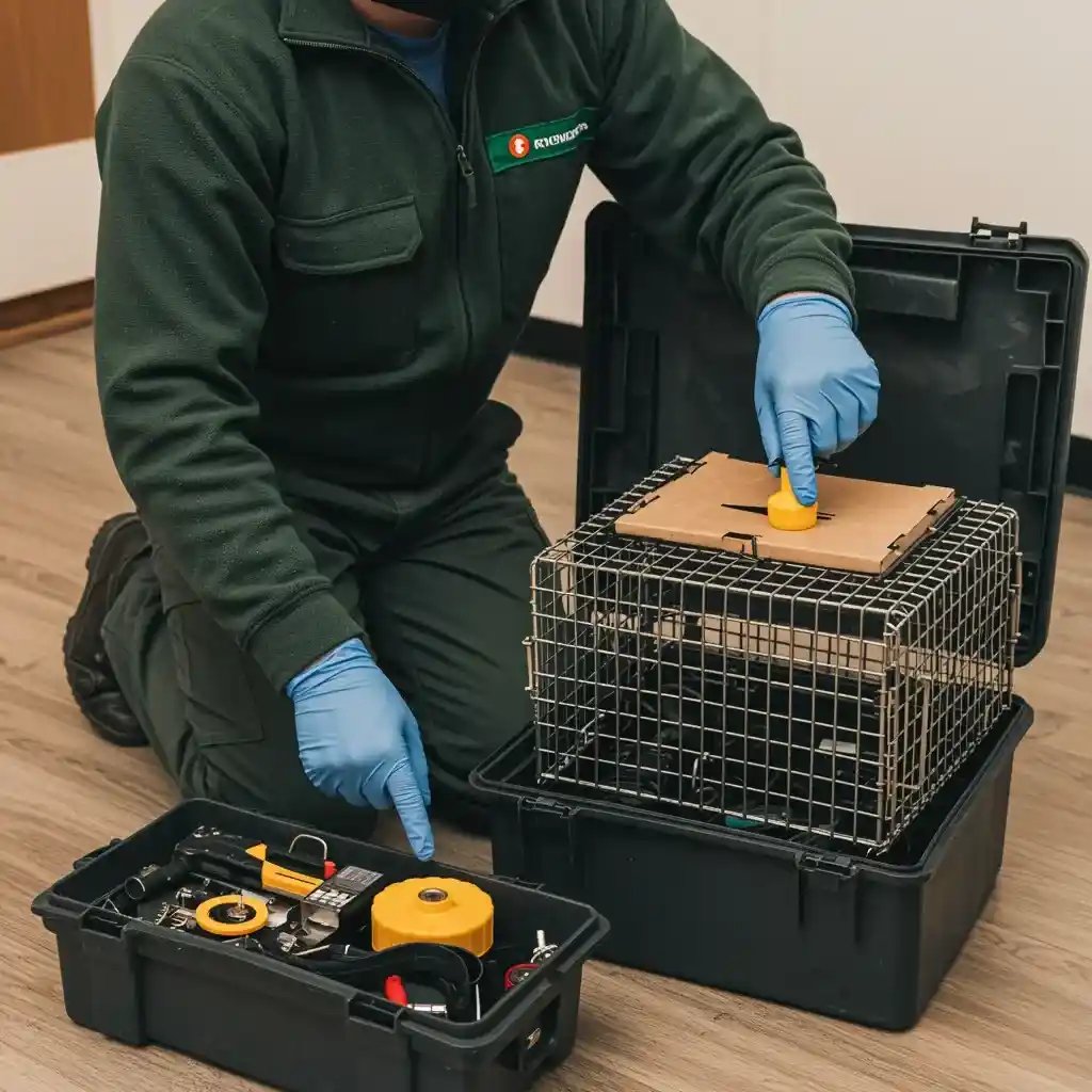 Rat control expert in Spalding showing equipment that will be used