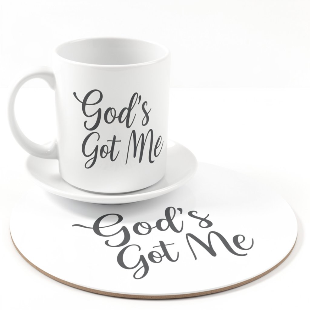 Christian inspiration MUG with message; 'God's Got Me.'
