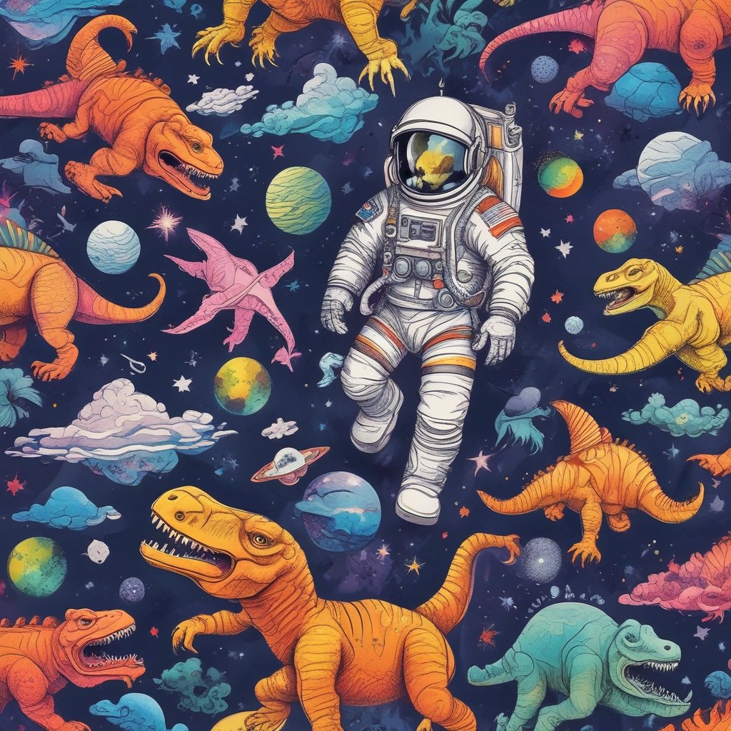 Colorful stretch fabric roll with playful children's and pajamas patterns in purple, white, and blue tones.