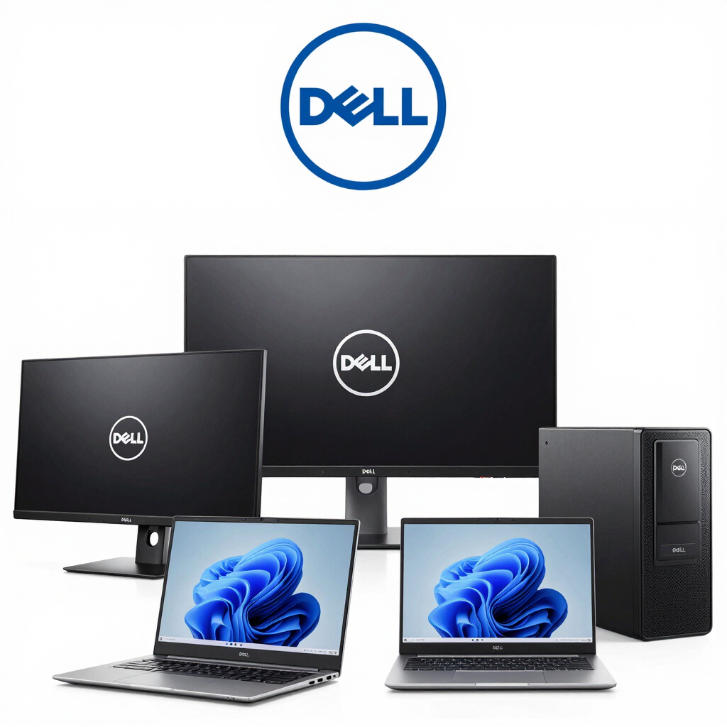 A sleek Dell laptop with an official reseller badge displayed prominently.