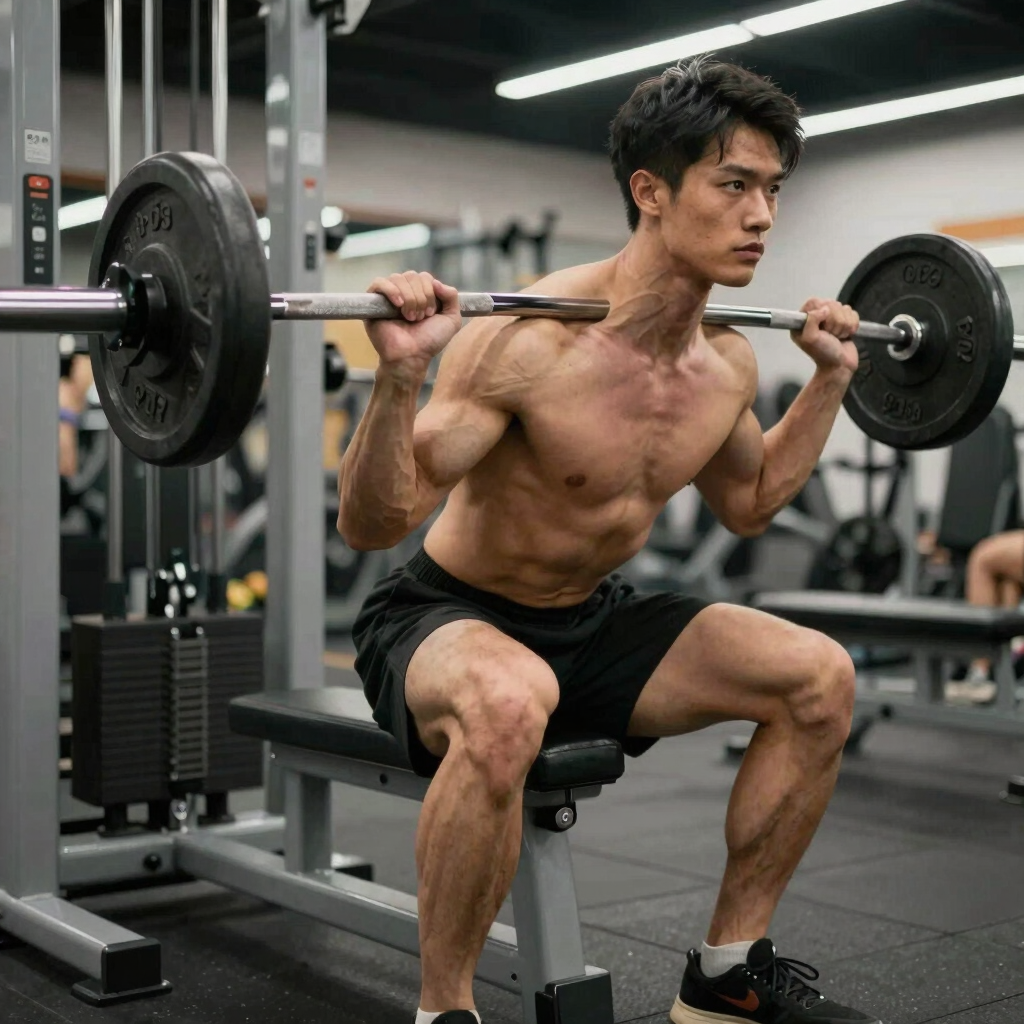 topless man with black background