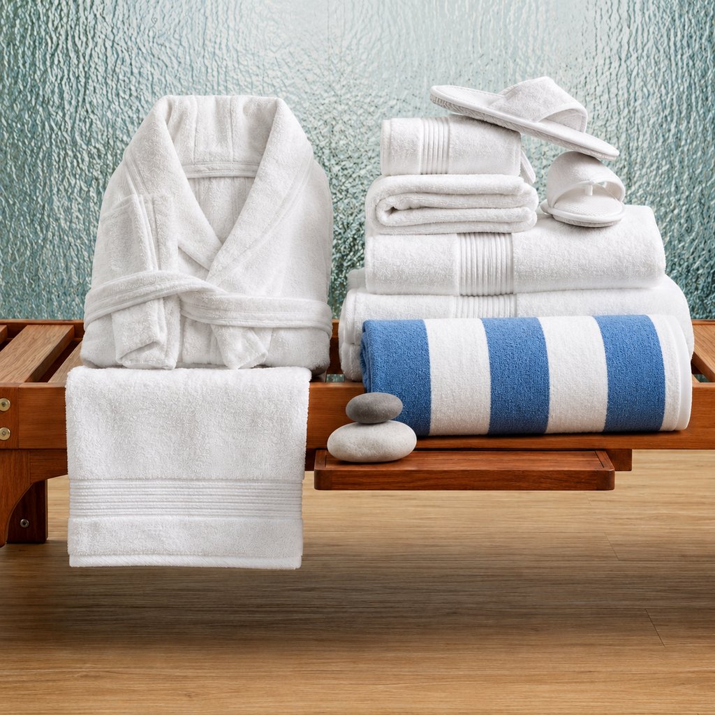 High-quality white combed cotton towels