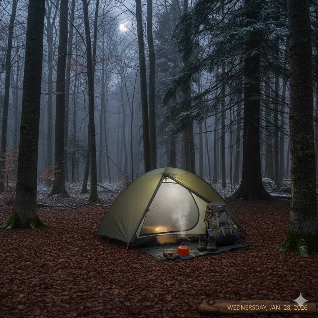 Small tent in the woods.