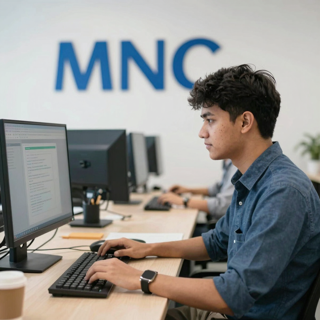 A friendly counselor assisting a student with admission forms in a bright office.
