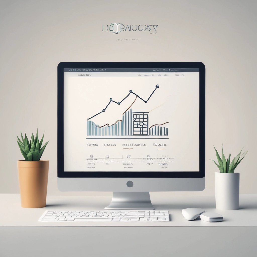 Computadora que muestra un gráfico de análisis de datos de crecimiento empresarial