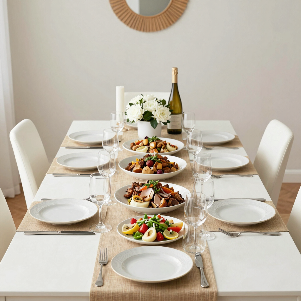 Close-up of hands arranging fresh wildflowers and herbs on a rustic wooden table.