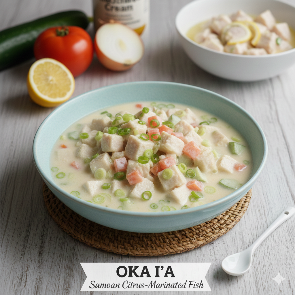 Samoan oka raw fish with cream and lemon