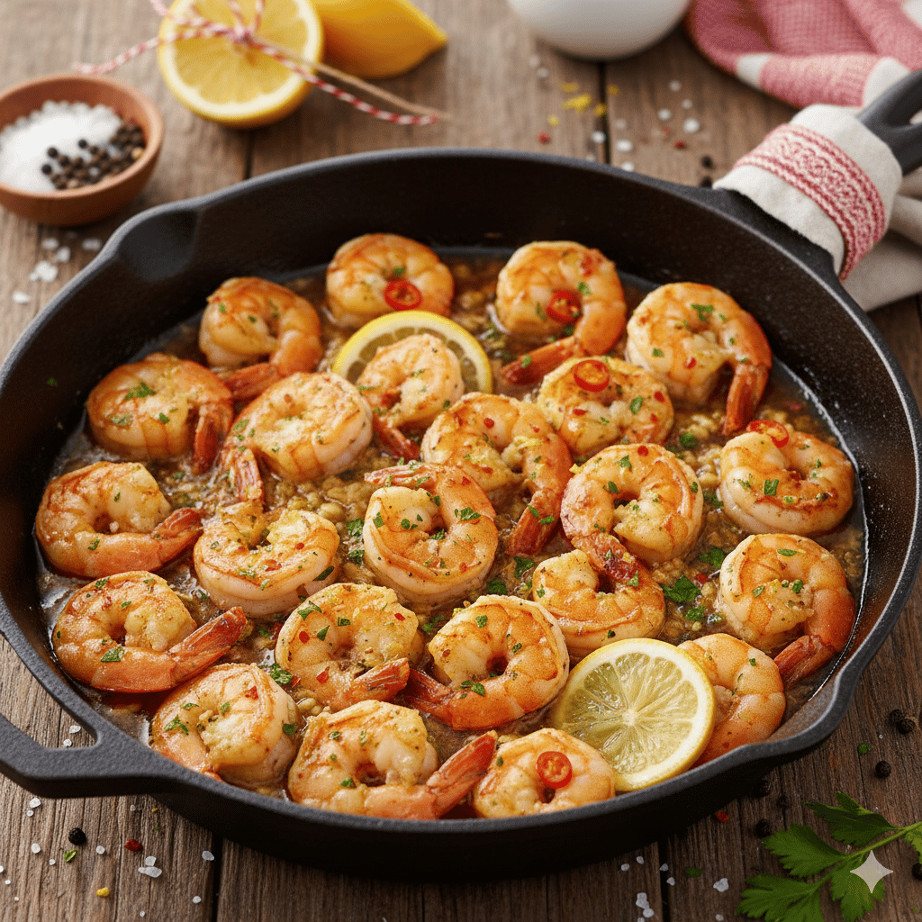 Garlic butter prawns Christmas seafood recipe