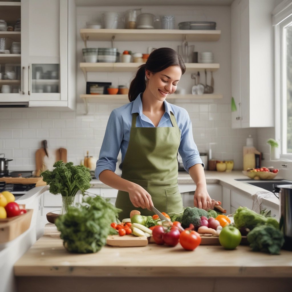 A welcoming workspace with a laptop open to the 5-day Thryve Reset Challenge sign-up page, surrounded by fresh fruits and a water bottle.