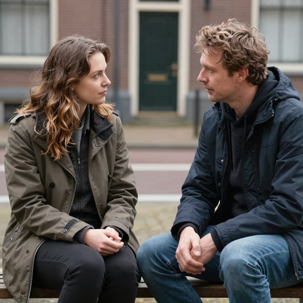 a man riding a skateboard down a street next to tall buildings