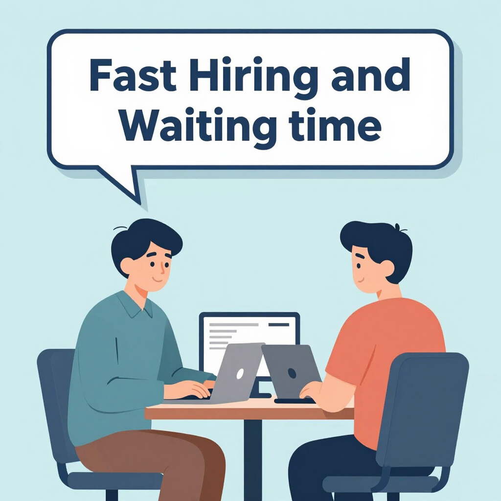 Consultant discussing transfer maid options with a family in a bright office.