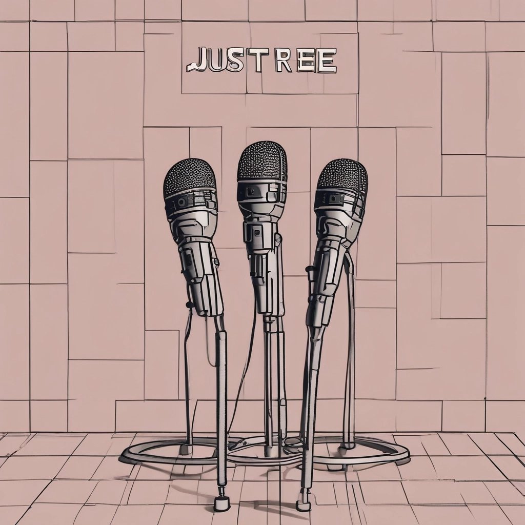 A neon-lit electric guitar glowing against a dark, smoky background with holographic music notes floating around.