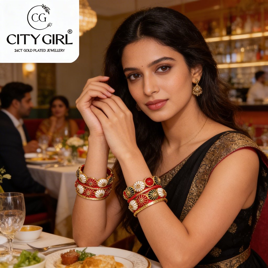 Guaranteed gold plated bangles India — premium handcrafted jewellery -  Cocktail Party Wear 