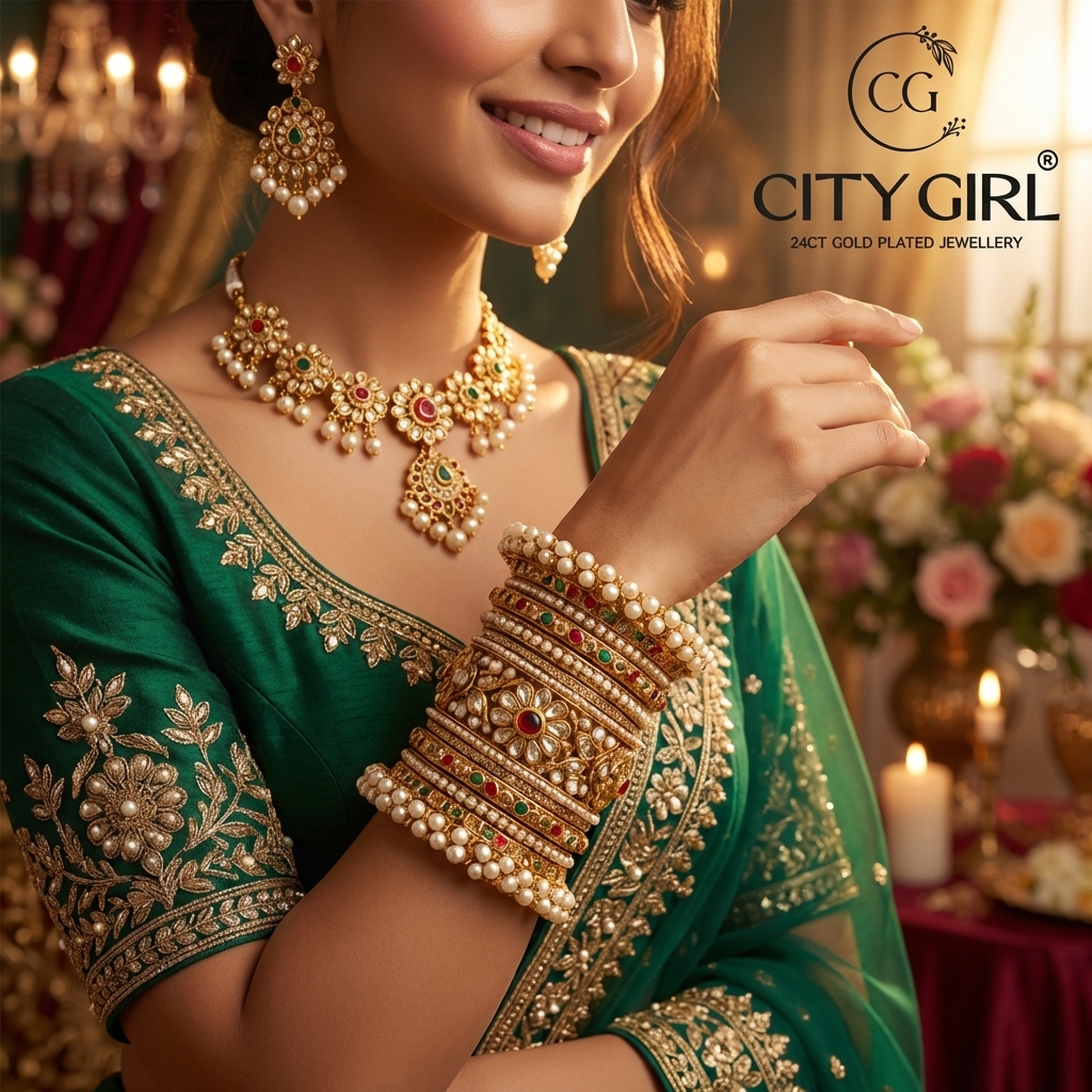 Guaranteed gold plated bangles India — premium handcrafted jewellery - Bridal Wear 