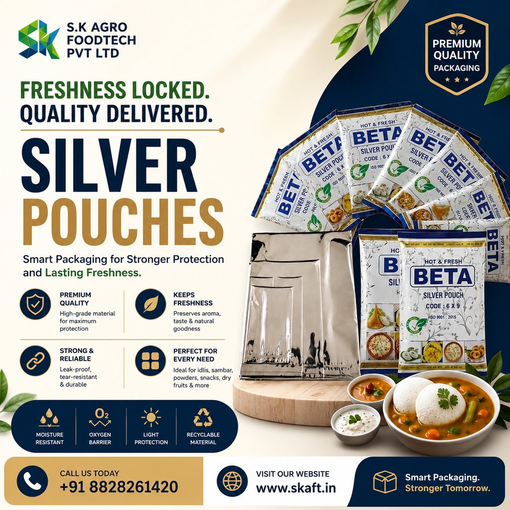 At S.K Agro Foodtech Pvt. Ltd., we manufacture premium-quality Silver Pouches designed to provide ex