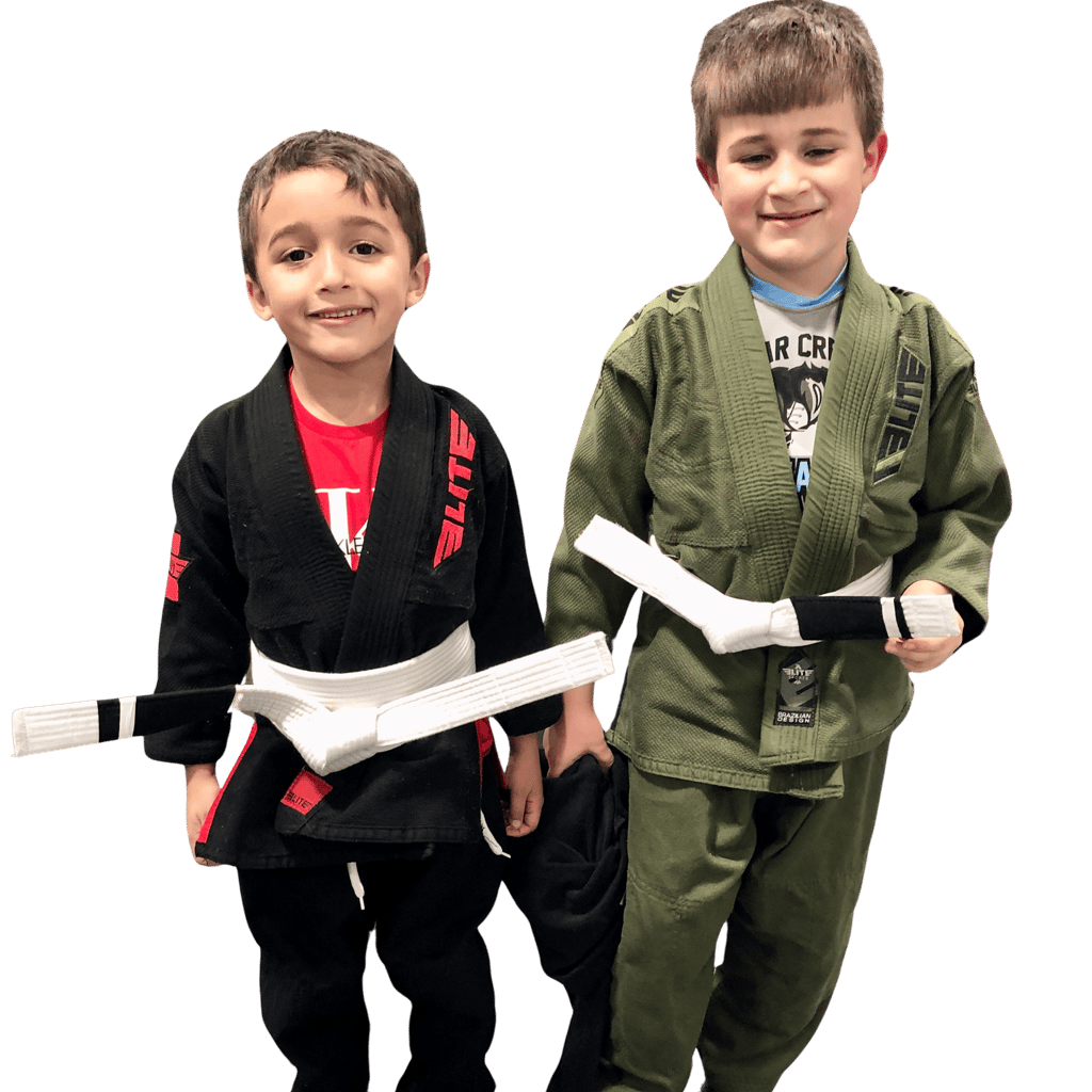 two boys in BJJ unifrorms standing next to each other