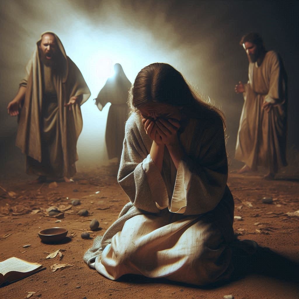 Mujer humillada en el suelo