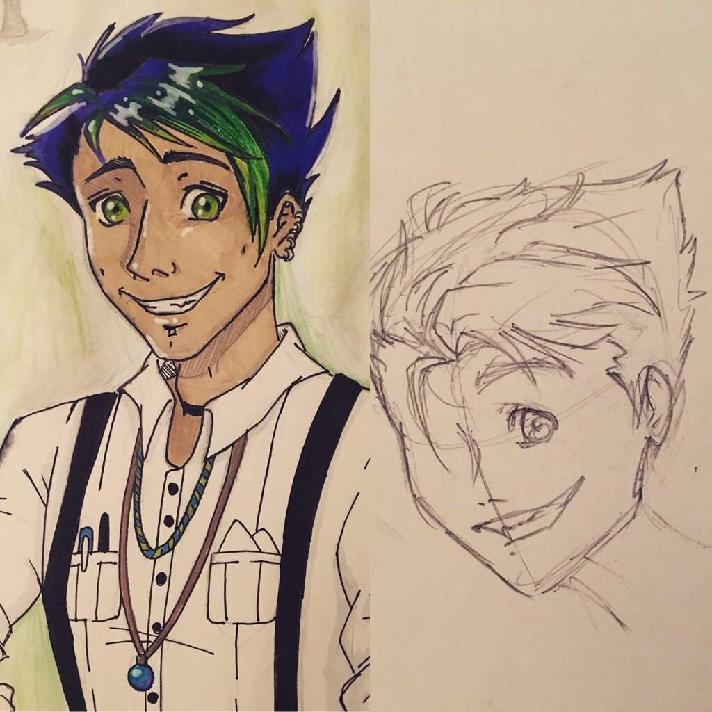 anime inspired drawing showcasing the before and after fixing it