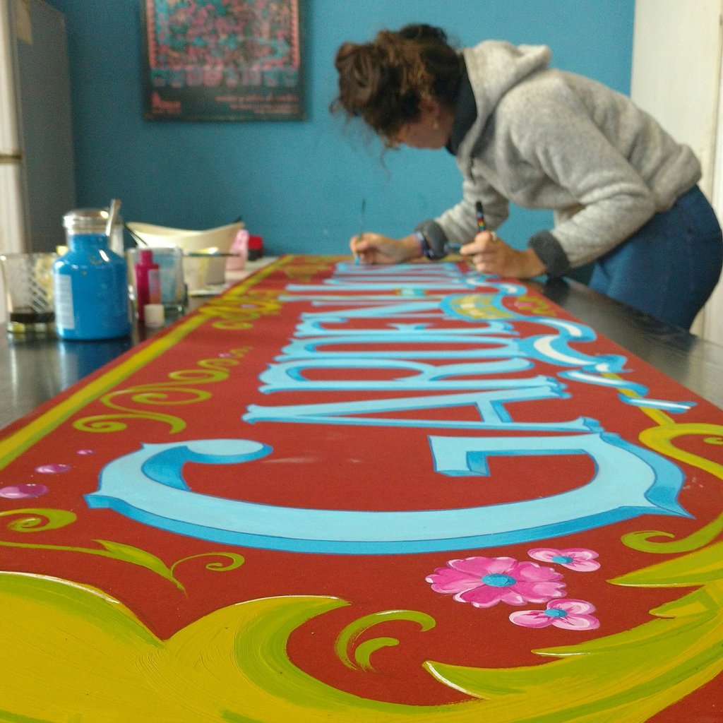 Enseigne (style fileteados) hostel Buenos Aires