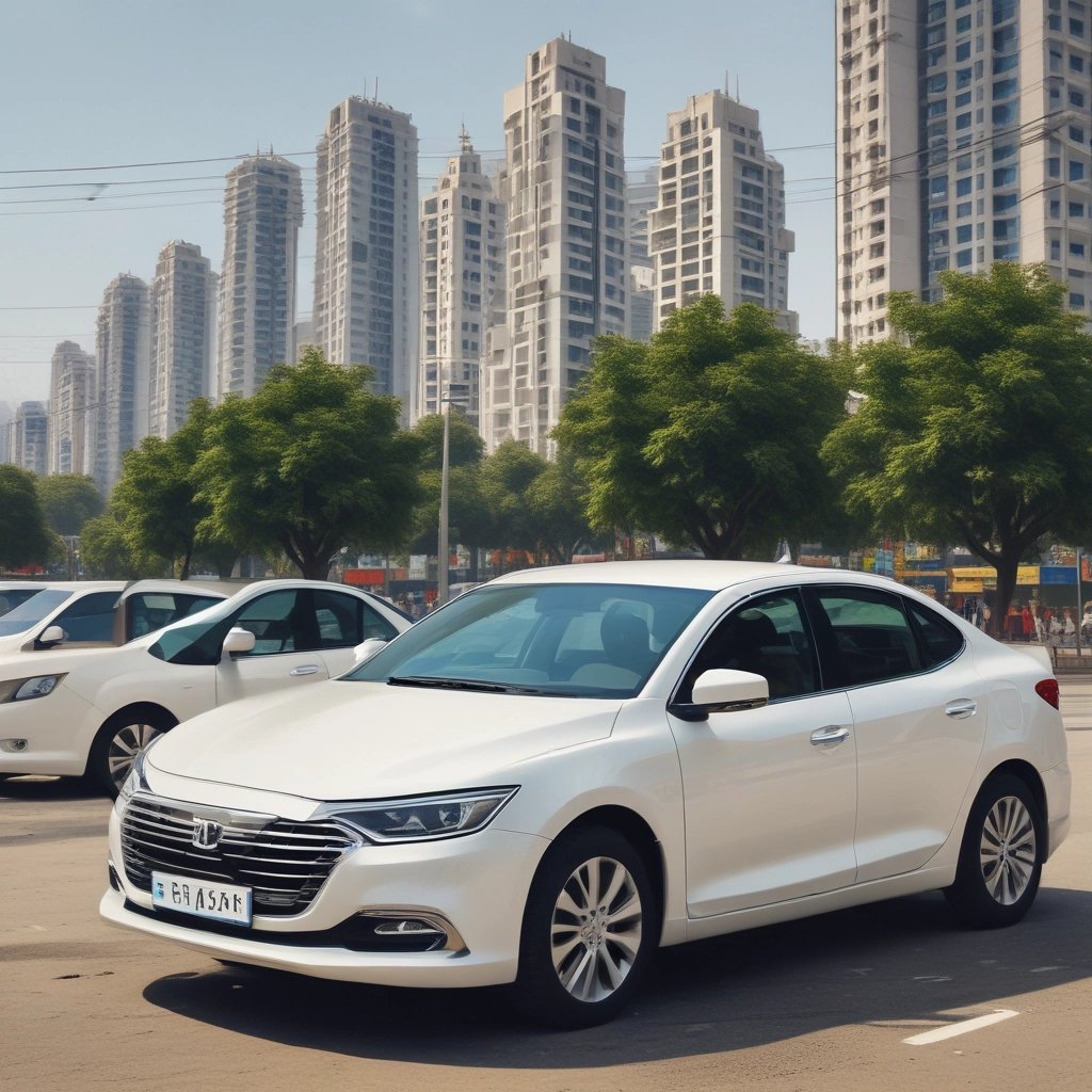 A yellow bus with the word 'TRANSITOLÂNDIA' displayed on the front is parked on a dirt surface. The bus has a distinct front design with large windows and visible windshield wipers. Part of a car is visible next to it. In the background, there are utility poles and buildings under a cloudy sky with patches of blue.