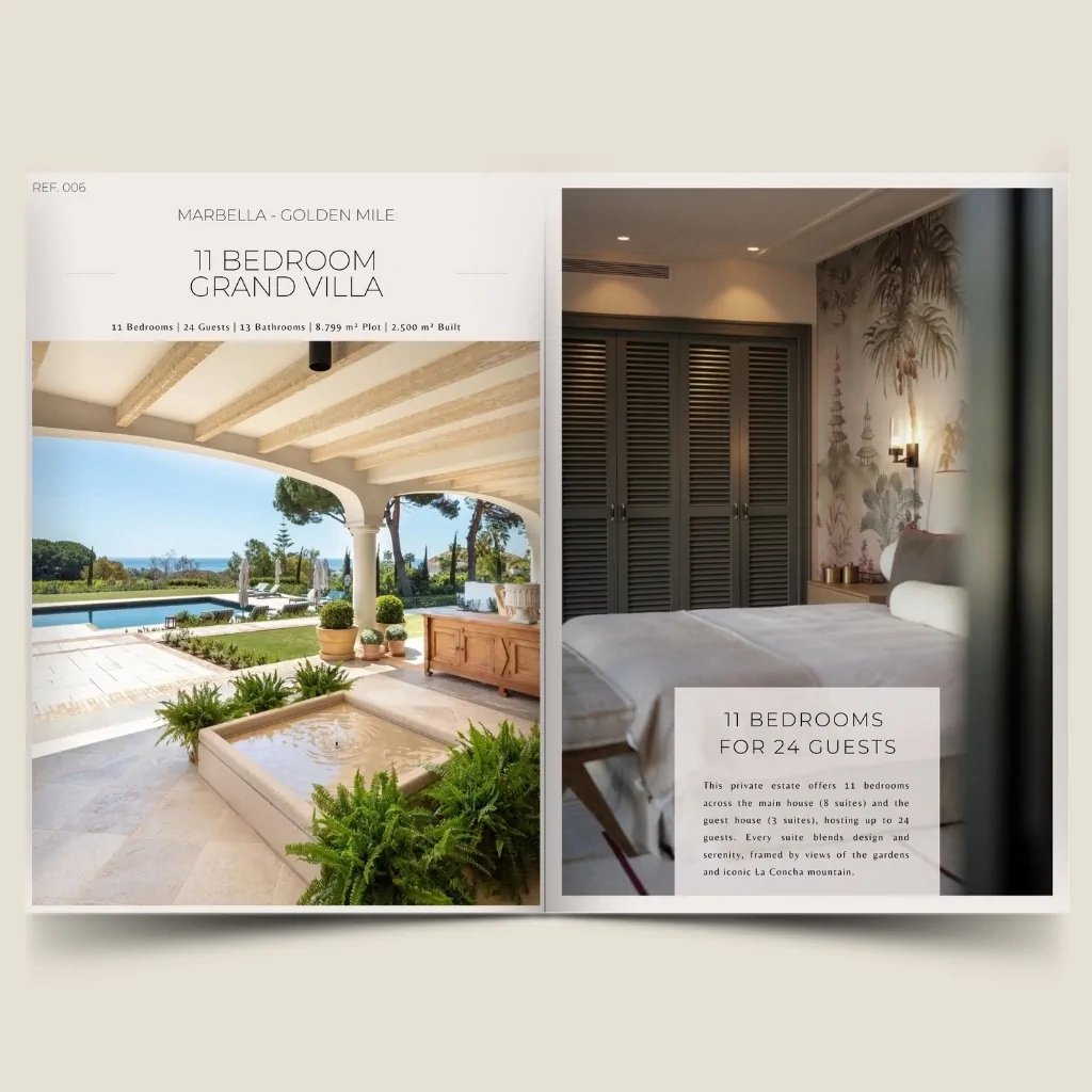 11 bedroom grand villa on Marbella Golden Mile with sea views and luxury suites brochure cover