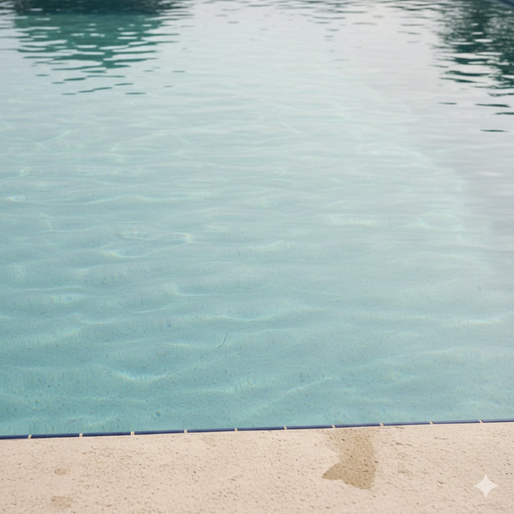 Close-up of cloudy pool water in Austin, Texas