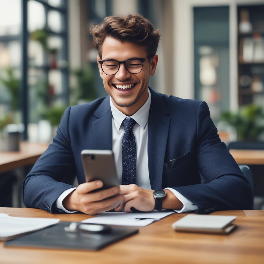A modern office setting with a computer displaying AI analytics on the screen.