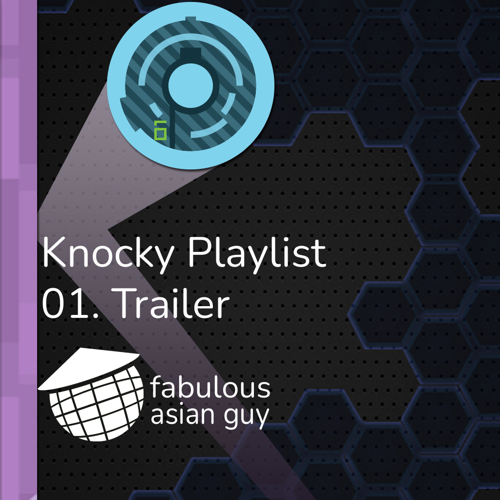 Knocky Playlist Trailer cover art with a blue puck and Fabulous Asian Guy logo