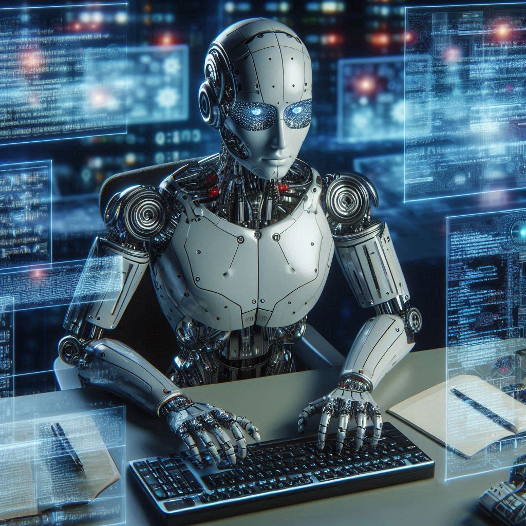 a robot - like robot with a keyboard and a keyboard
