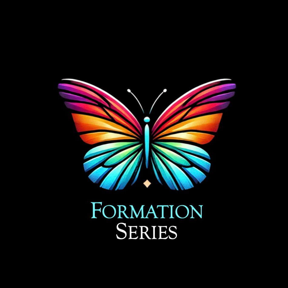 Multicoloured butterfly logo with Formation Series text, symbolising spiritual transformation and un
