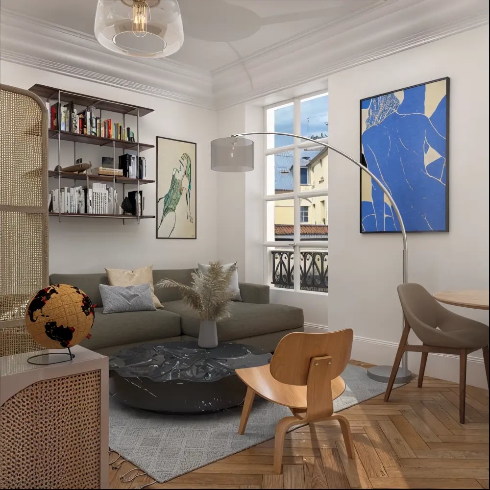 Décoration salon et séjour projet Montbauron, agence Nina Poma Studio.