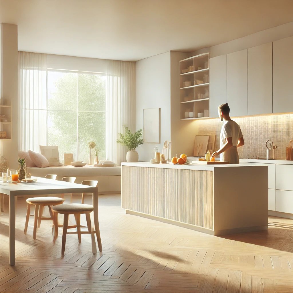 Cuisine diététique apaisée lumineuse