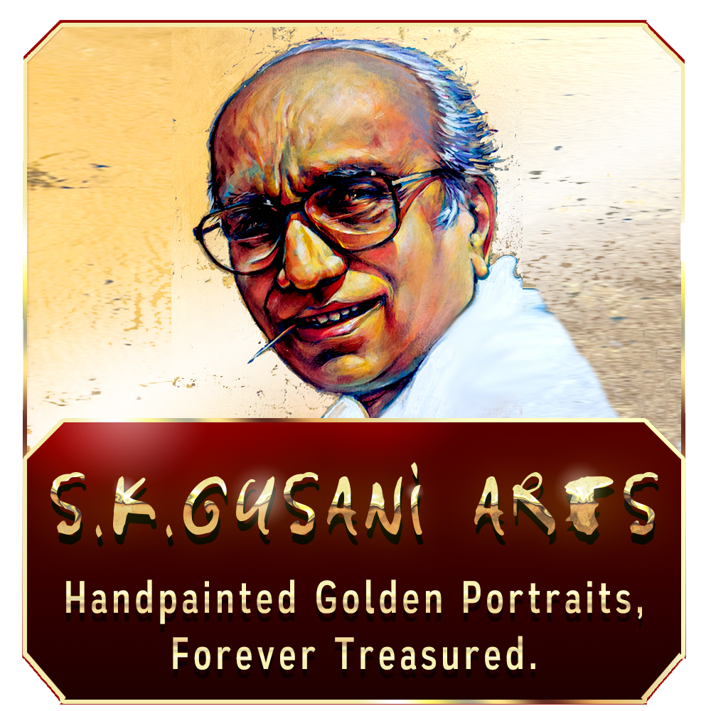 skgusani arts portrait artist logo, golden portraits forever treasured