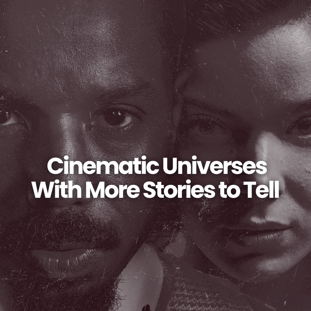 a man and woman in black and white with text cinematic universe