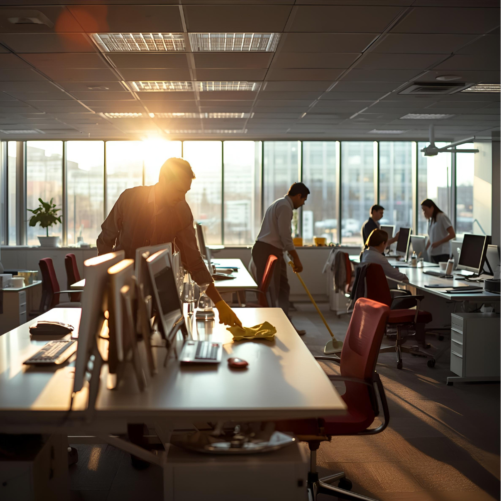 Équipe nettoyage professionnel bureau Paris S2BA