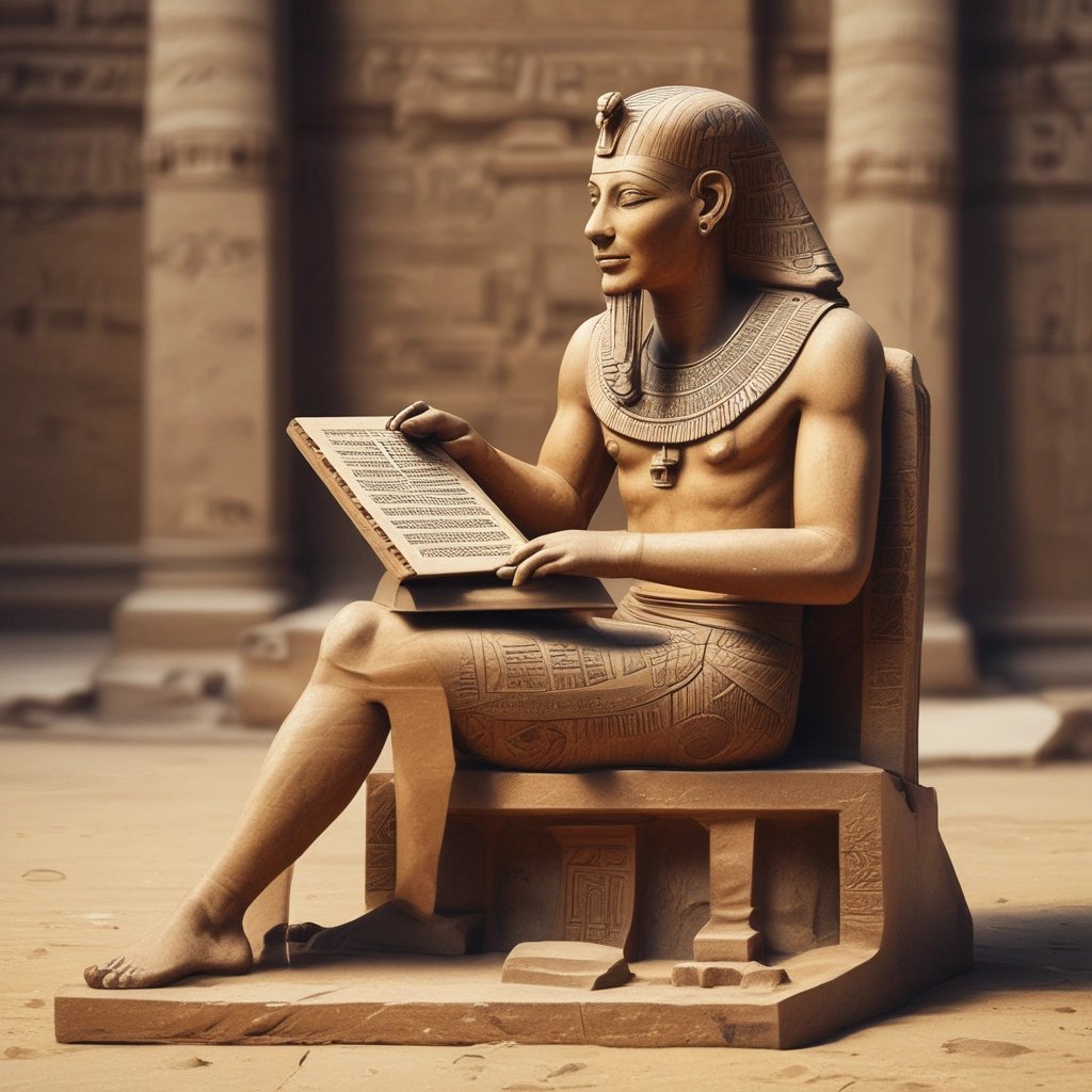 A detailed stone carving depicting a mythological scene, featuring figures with intricate detailing, including one with a bull-like head holding a weapon. Other figures appear engaged with each other, with dynamic poses suggesting movement. The setting is an ancient or historical style, showing high craftsmanship.