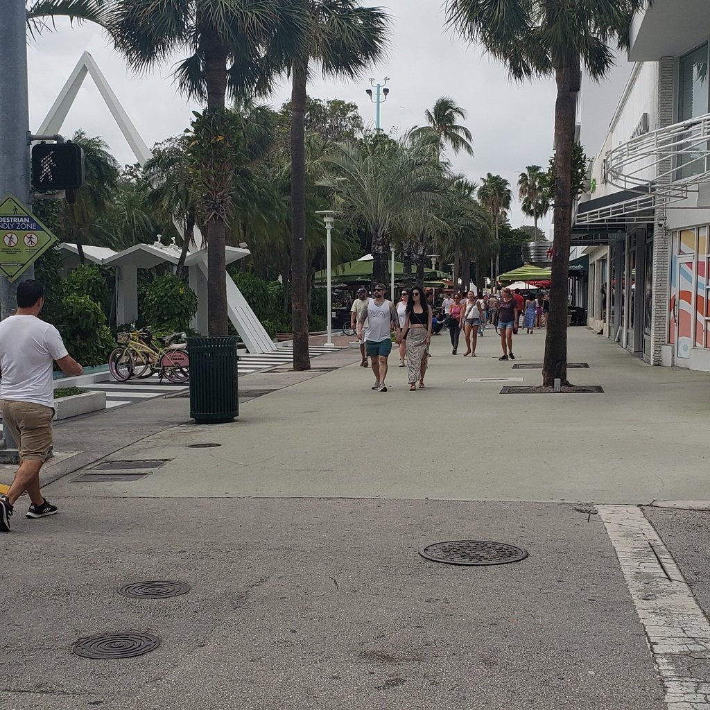 Pedestrian street with bicycle parking in Miami Florida